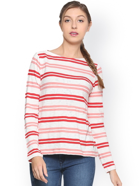 

Allen Solly Woman Women Red Striped Pure Cotton Top