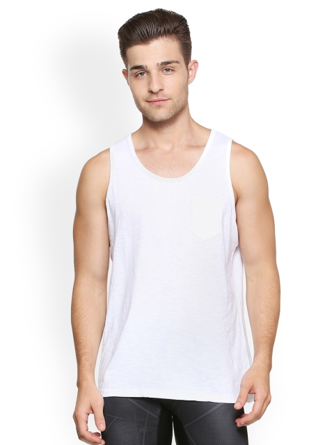 

People Men White Self Design Round Neck T-shirt