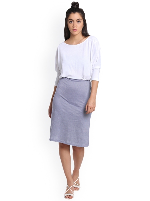 

THE SILHOUETTE STORE Women Blue Striped Blouson Dress