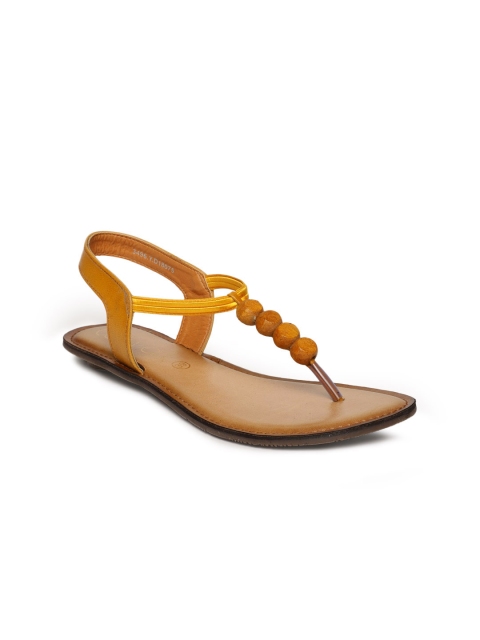 

Catwalk Women Yellow Solid Leather T-strap Flats