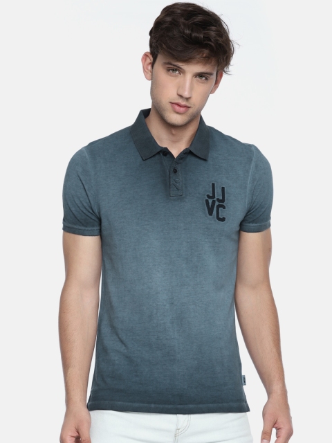 

Jack Jones Men Blue Solid Polo Collar Pure Cotton T-shirt