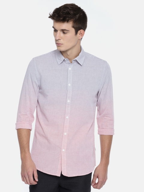 

Jack & Jones Men Blue & Red Slim Fit Striped Casual Shirt