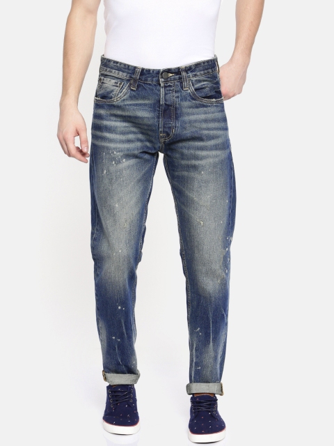 

Jack & Jones Men Blue Erik Tapered Fit Mid-Rise Low Distress Jeans