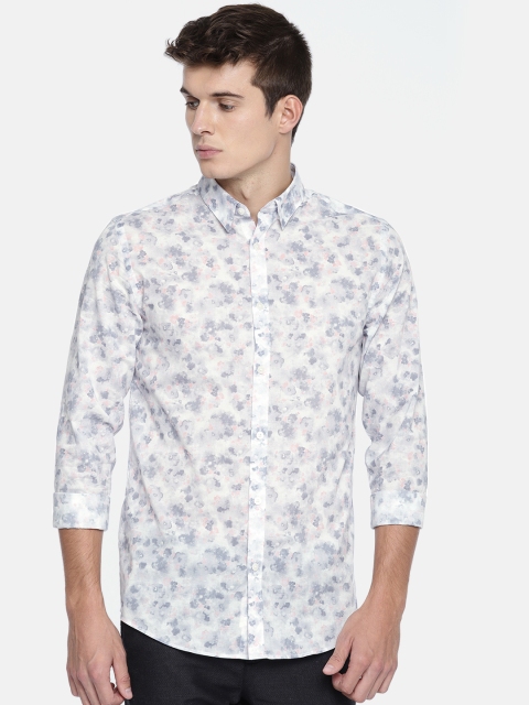 

Jack & Jones Men Off-White & Grey Slim Fit Printed Casual Shirt