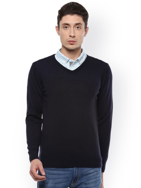 

Allen Solly Men Navy Blue Solid Sweater