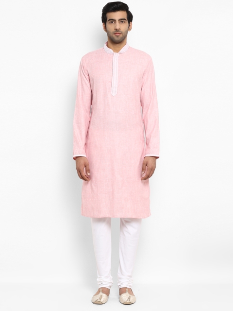 

ethnix Men Pink & White Self Design Kurta with Salwar