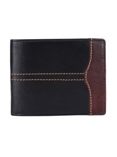 

BuckleUp Men Black Solid Two Fold Leather Wallet