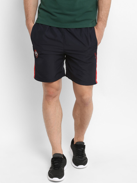 

Alcis Men Navy Blue & Red Colourblocked Regular Fit Sports Shorts