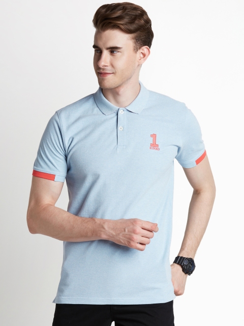 

BYFORD by Pantaloons Men Blue Solid Polo Collar T-shirt