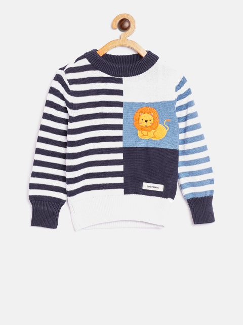 

Nauti Nati Boys White & Navy Blue Striped Sweater