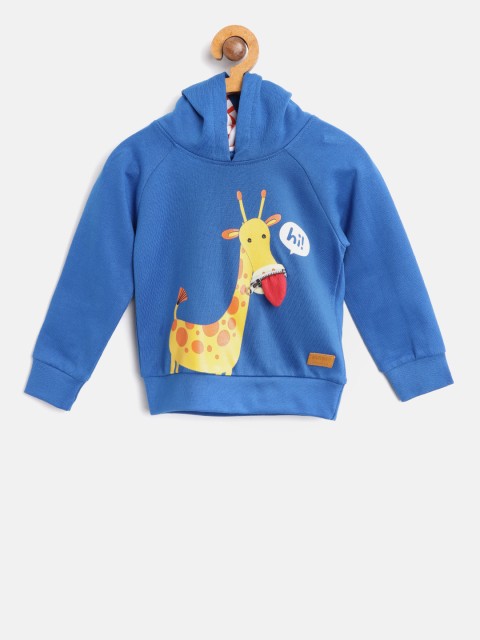 

Nauti Nati Boys Blue Printed Hooded Sweatshirt