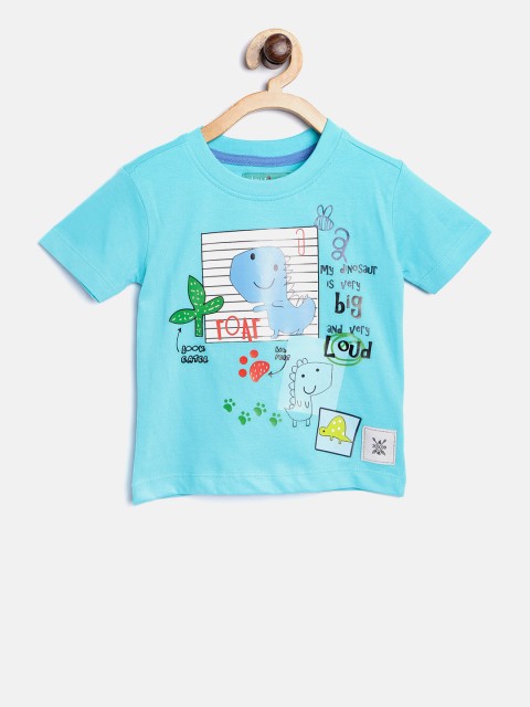 

Nauti Nati Boys Blue Printed Round Neck T-shirt