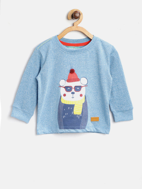 

Nauti Nati Boys Blue Printed Round Neck T-shirt