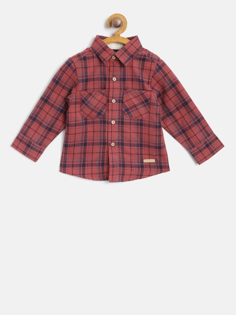 

Nauti Nati Boys Rust Red & Navy Regular Fit Checked Casual Shirt