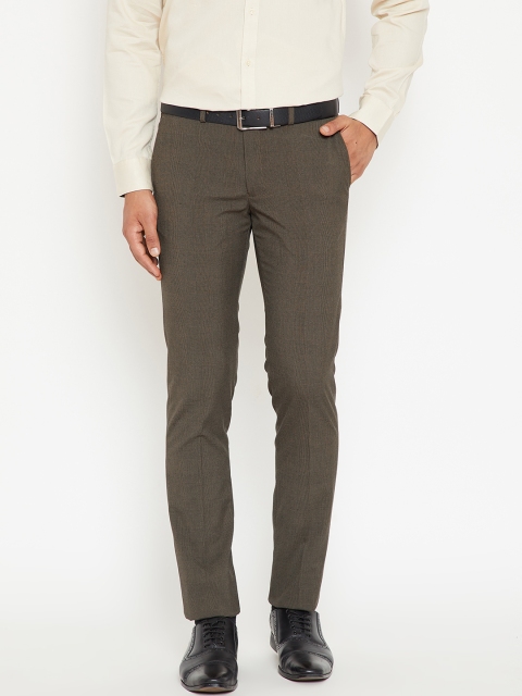 

Blackberrys Men Brown Regular Fit Self-Checked Formal Trousers