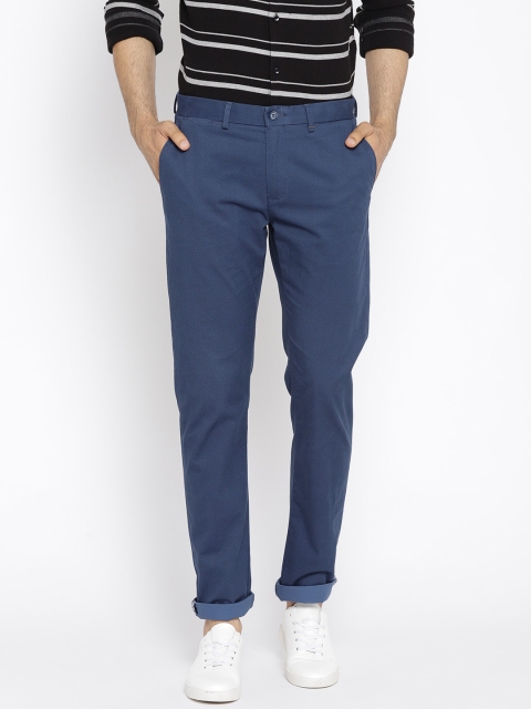 

Blackberrys Men Teal Blue Regular Fit Printed Trousers