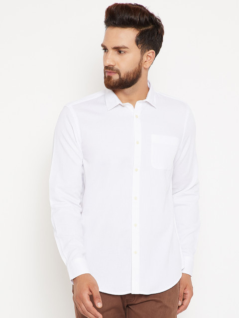 

Blackberrys Men White Slim Fit Solid Casual Shirt