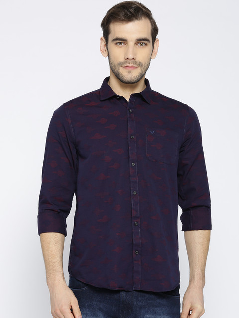 

Blackberrys Men Purple & Red Slim Fit Self-Design Casual Shirt