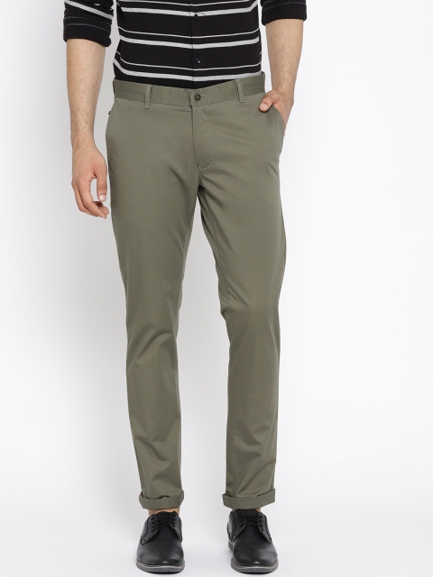 

Blackberrys Men Olive Green Regular Fit Solid Trousers