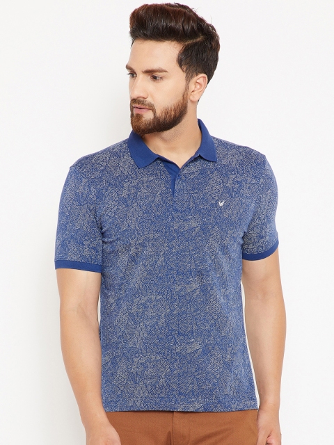 

Blackberrys Men Blue & White Printed Polo Collar T-shirt