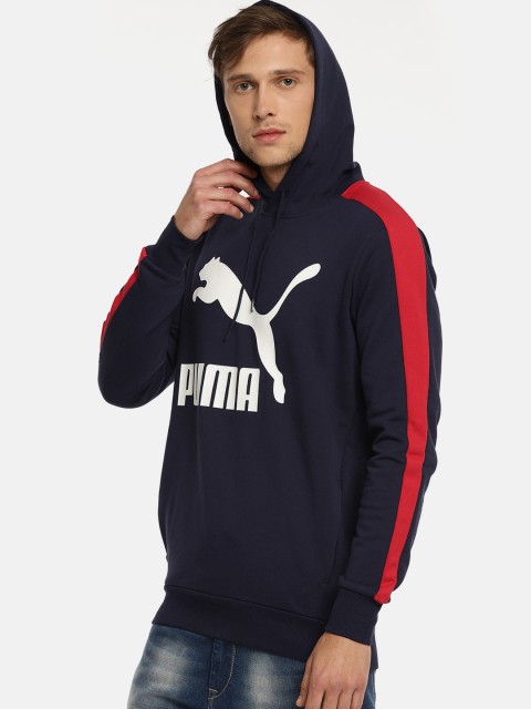 

Puma Men Navy Blue Solid Classics T7 Logo Hooded Sweatshirt