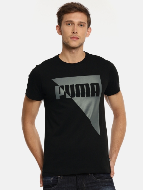

Puma Men Black Slim Fit Printed Round Neck T-shirt