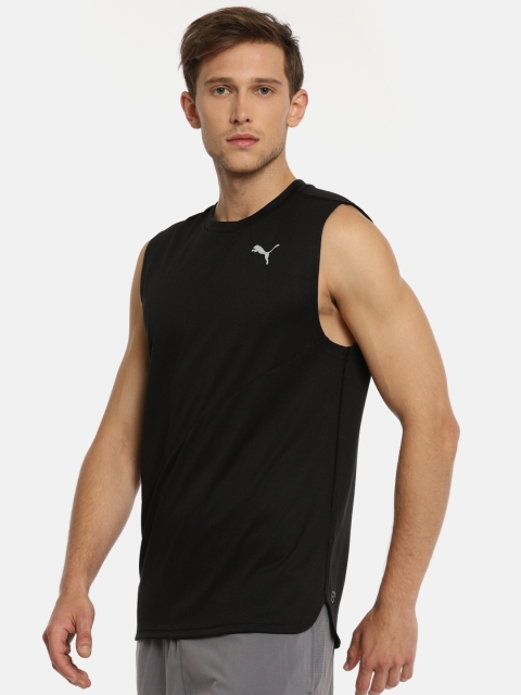 

Puma Men Black Run Singlet Mono DRY CELL Solid Round Neck T-shirt