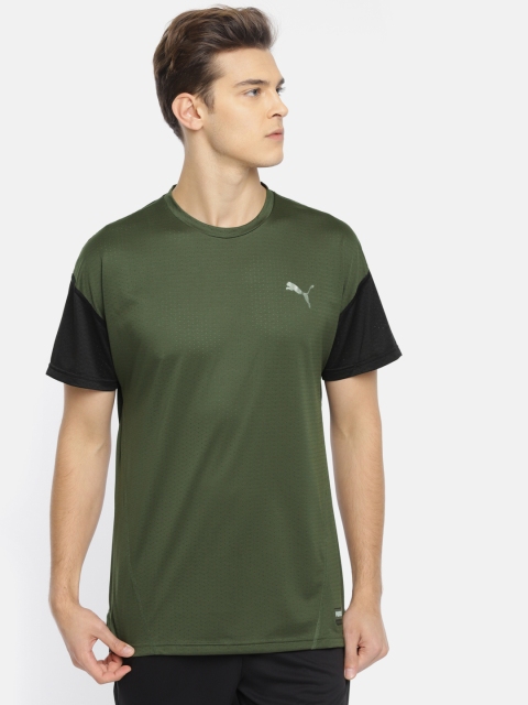 

Puma Men Olive Green A.C.E. SS DRY CELL Solid Round Neck T-shirt