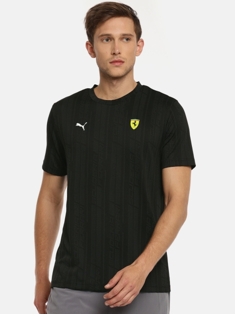 

Puma Men Black SF Jacquard DRY CELL Striped Round Neck T-shirt