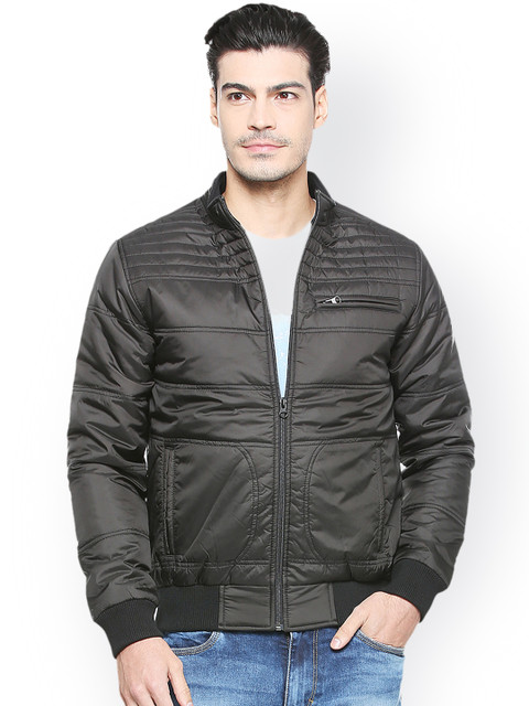 

People Men Black Solid Padded Jacket