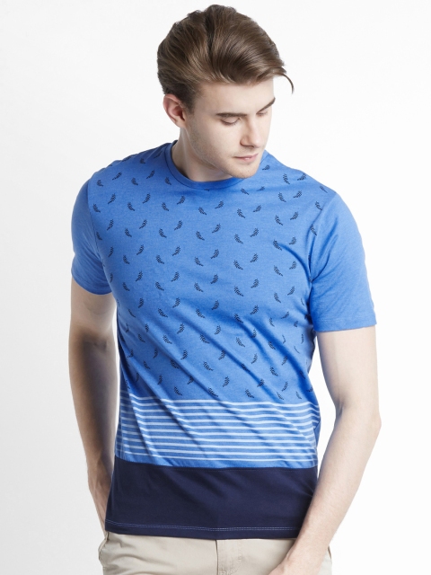 

Urban Ranger by pantaloons Men Blue & Navy Blue Printed Round Neck T-shirt
