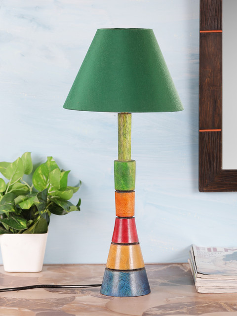 

VarEesha Multicoloured Solid Bedside Table Top Lamp with Shade, Multi