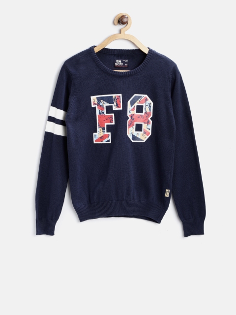 

Flying Machine Boys Navy Blue Printed Pullover