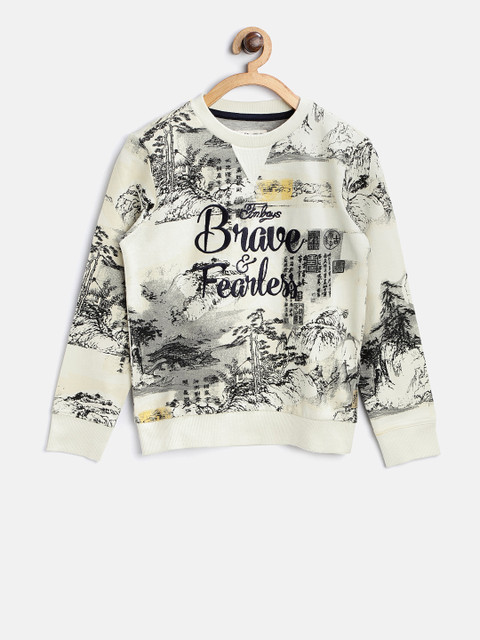 

Flying Machine Boys Off-White & Black Printed Sweatshirt