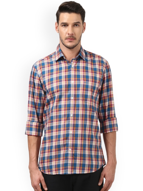 

ColorPlus Men Blue Tailored Fit Checked Casual Shirt