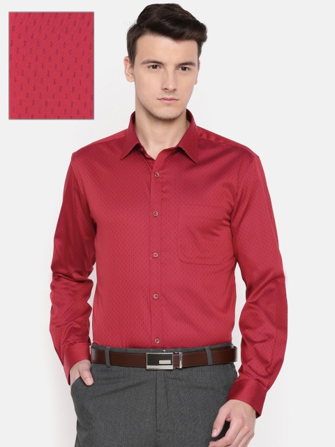 

Raymond Men Maroon & Navy Slim Fit Self Design Formal Shirt