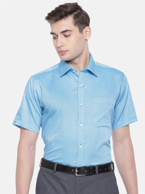 

Raymond Men Blue Contemporary Regular Fit Checked Formal Shirt