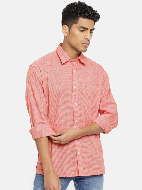

ColorPlus Men Red & White Self-Design Casual Shirt