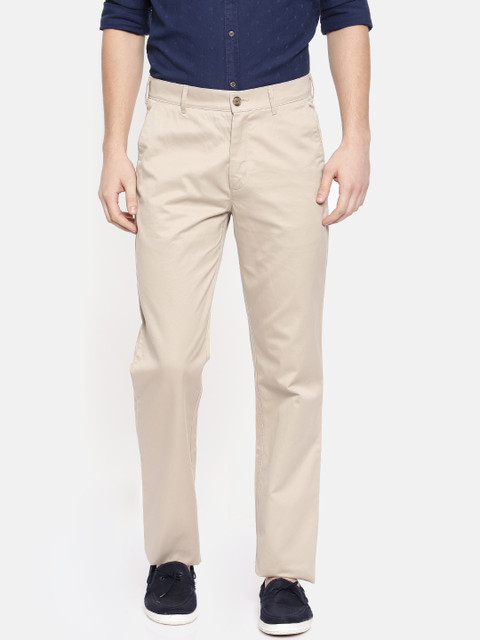 

ColorPlus Men Beige Tailored Regular Fit Solid Trousers