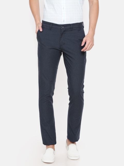 

ColorPlus Men Navy Blue Regular Fit Self Design Regular Trousers