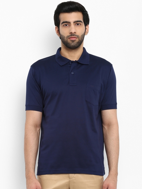 

ColorPlus Men Navy Blue Solid Polo T-shirt