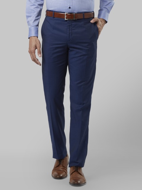 

Raymond Men Blue Regular Fit Solid Formal Trousers