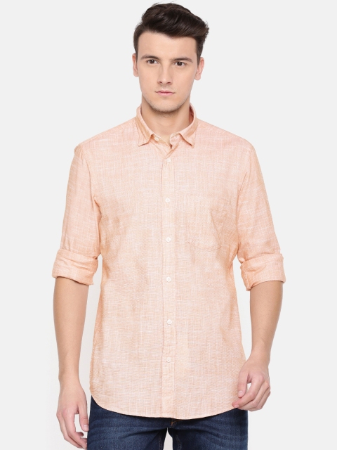 

ColorPlus Men Orange & White Regular Fit Checked Casual Shirt
