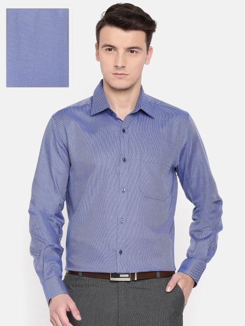 

Raymond Men Blue Contemporary Regular Fit Self Design Formal Shirt