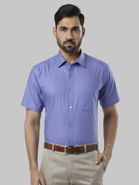 

Raymond Men Blue Regular Fit Self Design Formal Shirt