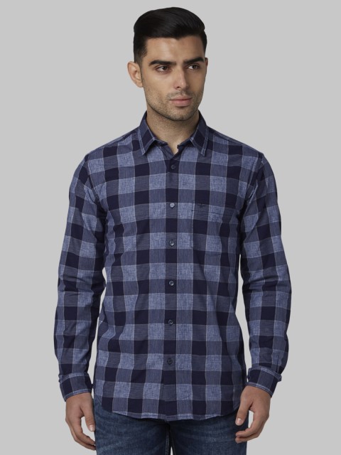 

Park Avenue Men Blue Slim Fit Checked Casual Shirt