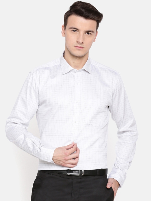 

Park Avenue Men White & Grey Slim Fit Checked Formal Shirt