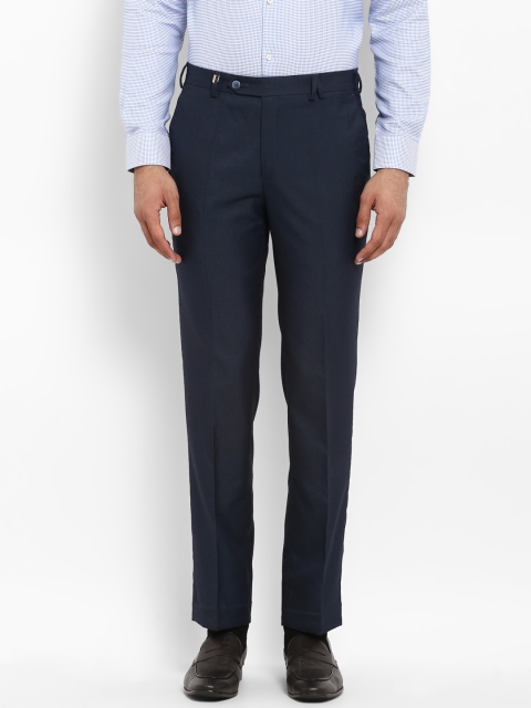 

Park Avenue Men Navy Super Slim Fit Solid Regular Trousers, Navy blue