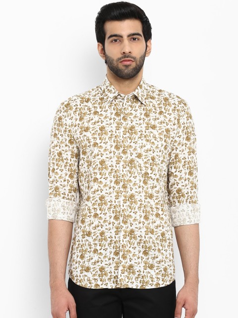 

ColorPlus Men Off-White & Brown Regular Fit Printed Casual Shirt