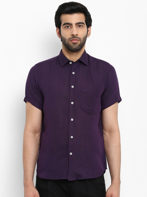 

ColorPlus Men Purple Tailored Fit Solid Casual Shirt